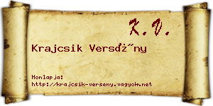 Krajcsik Versény névjegykártya